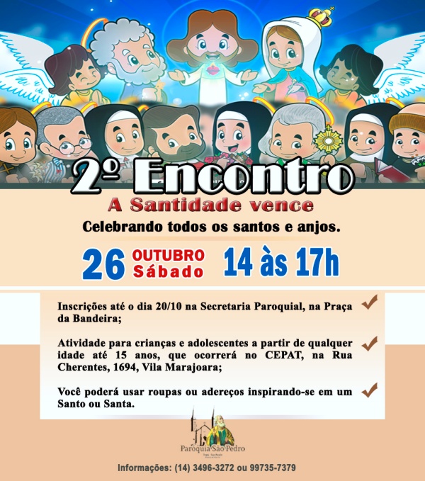 S�o Pedro de Tup� realizar� o 2� Encontro 'A Santidade Vence'