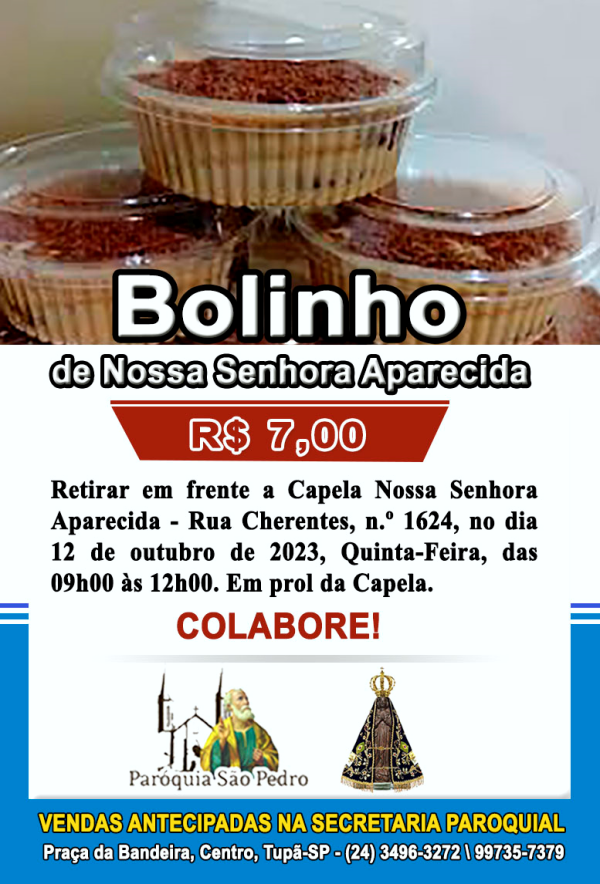 S�o Pedro de Tup� realizar� antecipadamente venda do Bolinho de Nossa Senhora Aparecida