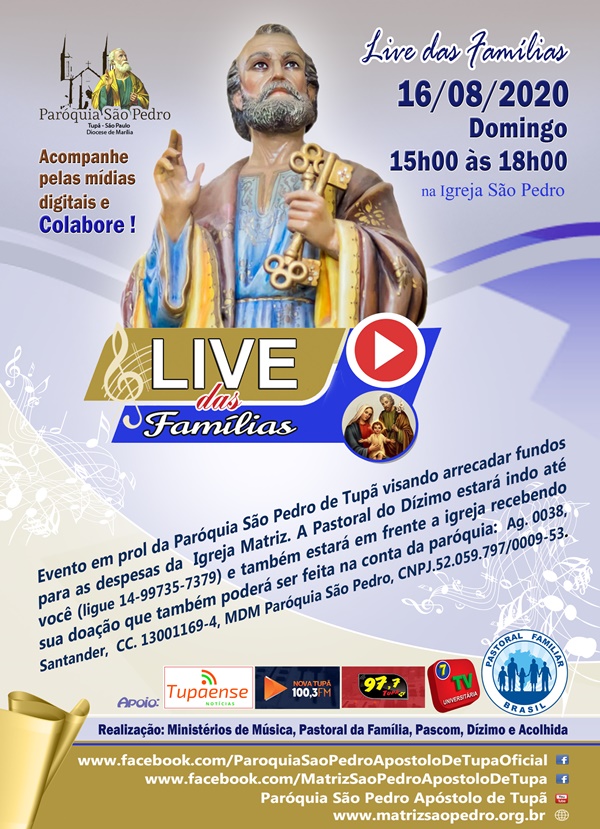 'Live das Fam�lias' ser� realizada no encerramento da Semana Nacional da Fam�lia