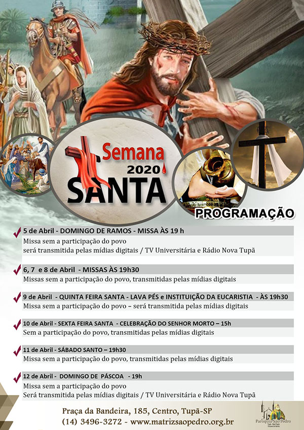 Par�quia S�o Pedro de Tup� divulga Programa��o para a Semana Santa 2020