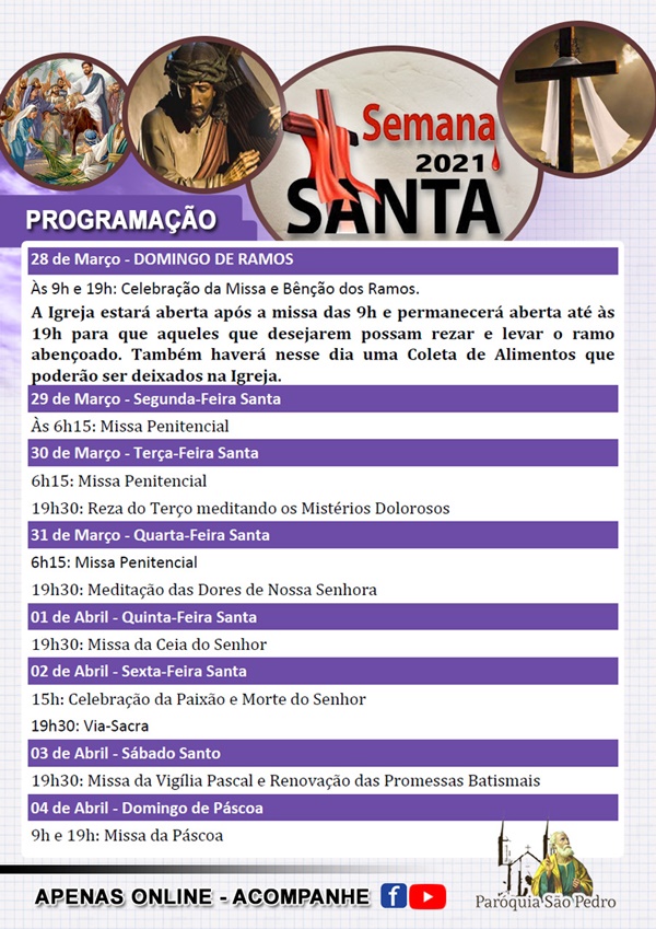 S�o Pedro de Tup� define programa��o para Semana Santa 2021