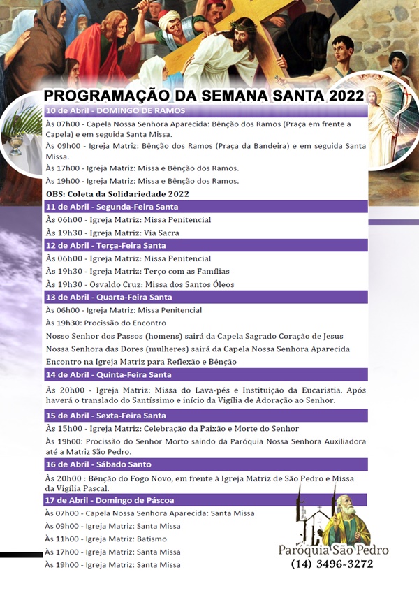 S�o Pedro de Tup� tem Programa��o definida para a Semana Santa 2022