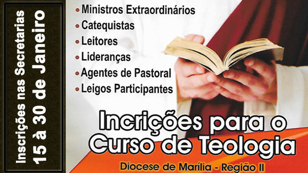 Ser�o abertas as inscri��es para o Curso de Teologia em 2019