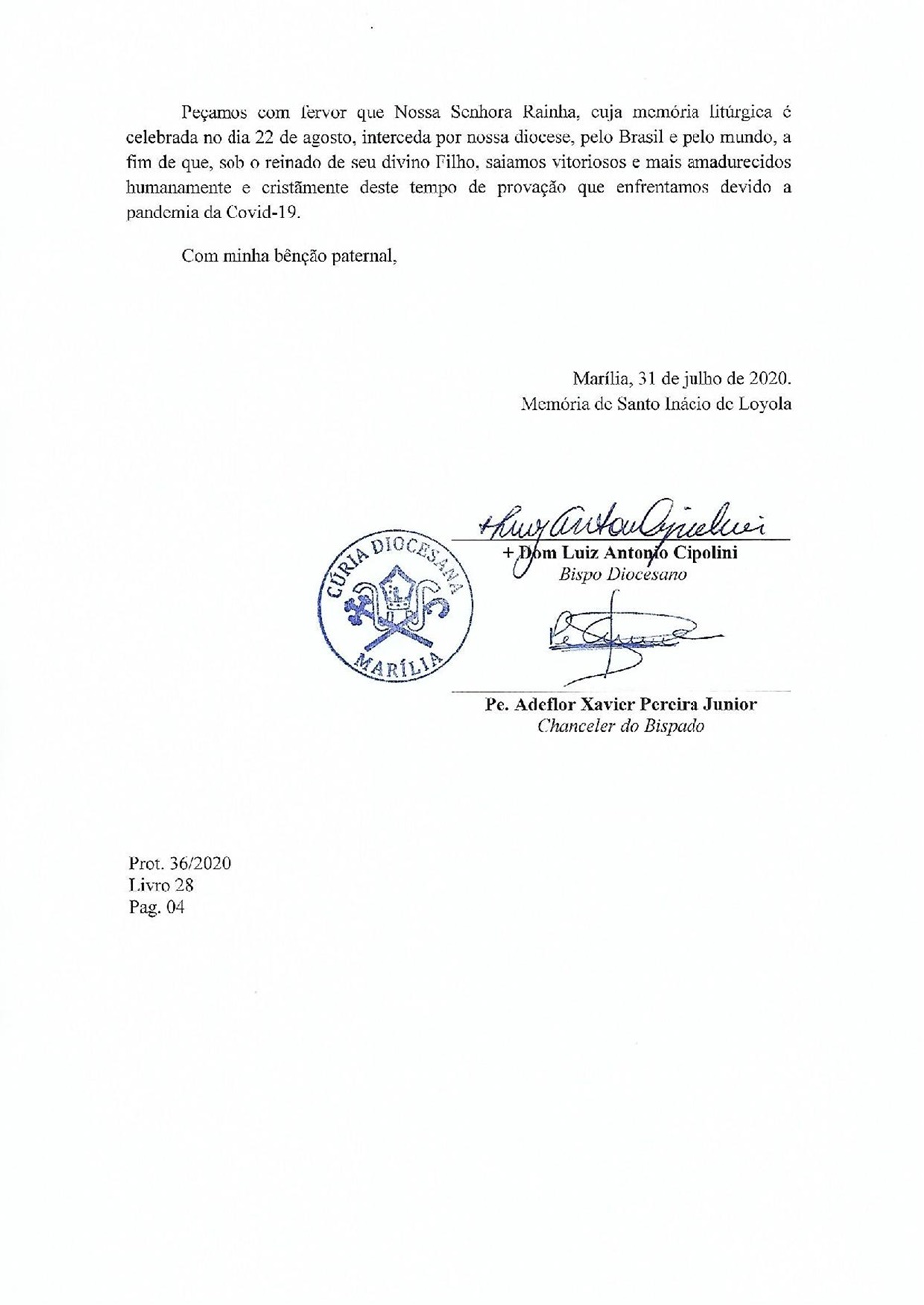 Decreto de 31072020 da Diocese de Mar�lia/SP