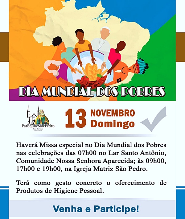 S�o Pedro de Tup� ir� celebrar missa especial pelo Dia Mundial dos Pobres