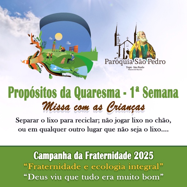 Crianças da São Pedro de Tupã são incentivadas a ativamente vivenciar a Quaresma com gestos concretos Crianças da São Pedro de Tupã são incentivadas a ativamente vivenciar a Quaresma com gestos concretos