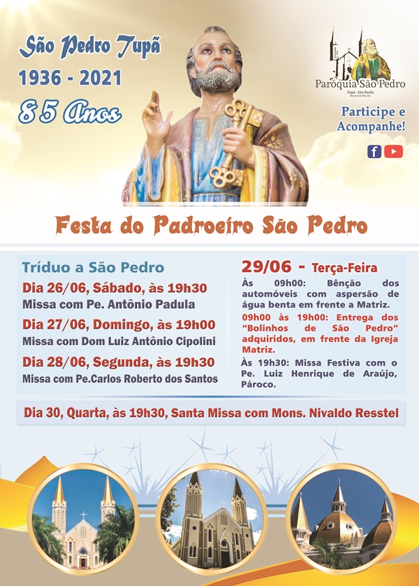 S�o Pedro de Tup� define programa��o em comemora��o ao seu Padroeiro