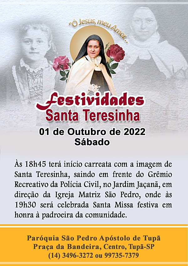 Santa Teresinha ter� celebra��o festiva no pr�ximo dia 01 de outubro