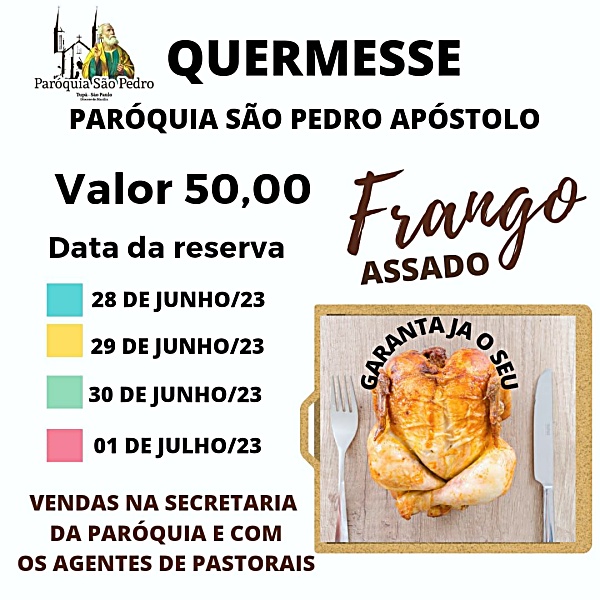 Frango Assado para Quermesse S�o Pedro vendido antecipadamente