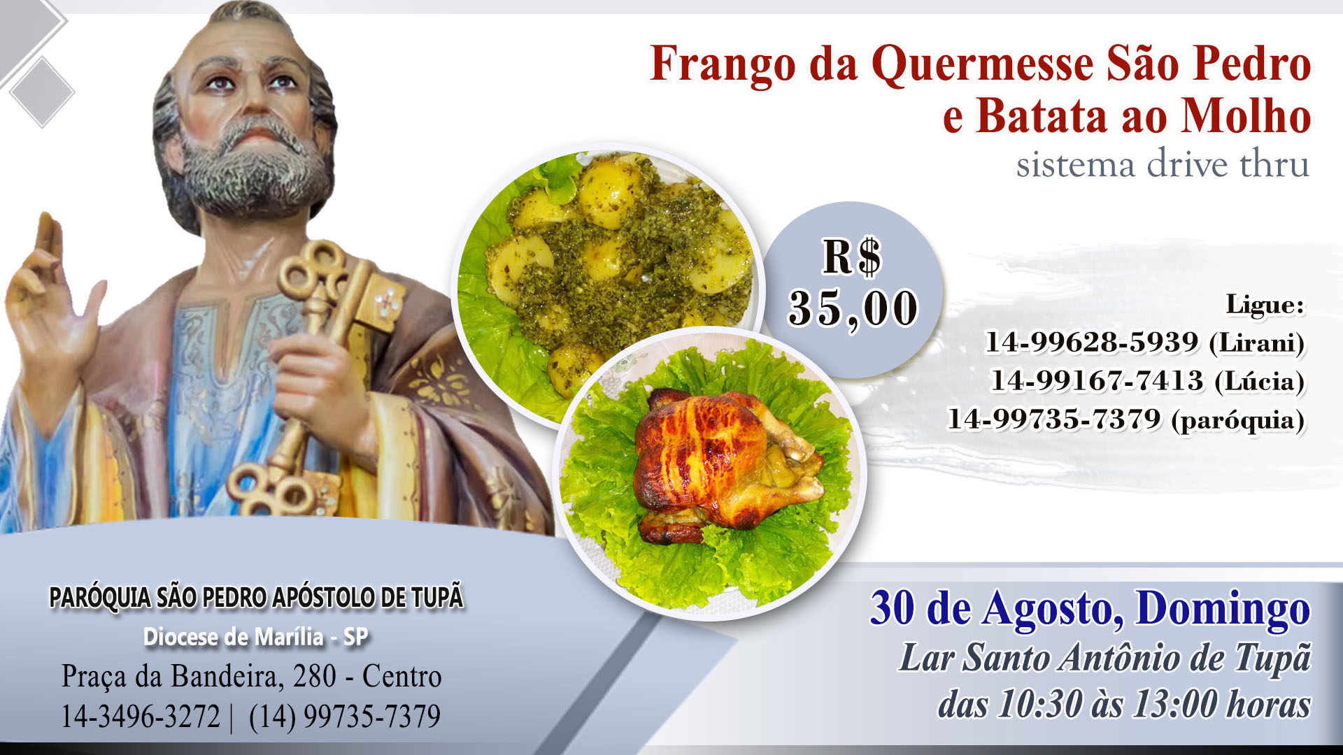 Ser� promovido o Frango Assado da Quermesse e Batata ao Molho