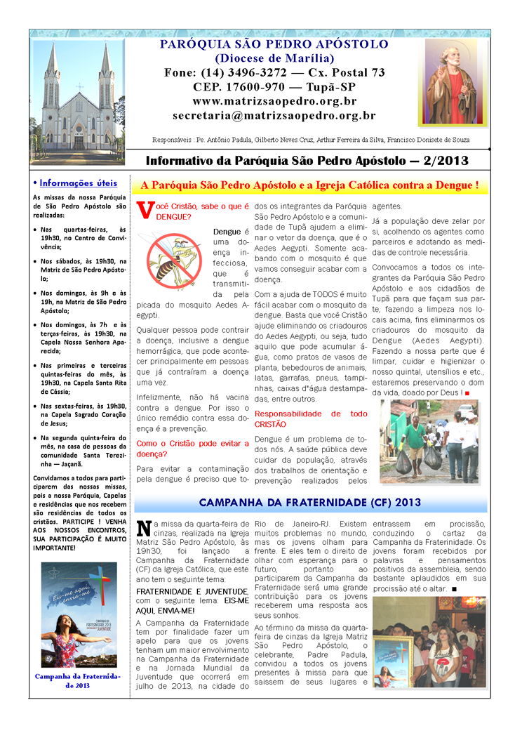 Par�quia S�o Pedro de Tup� - A servi�o do evangelho