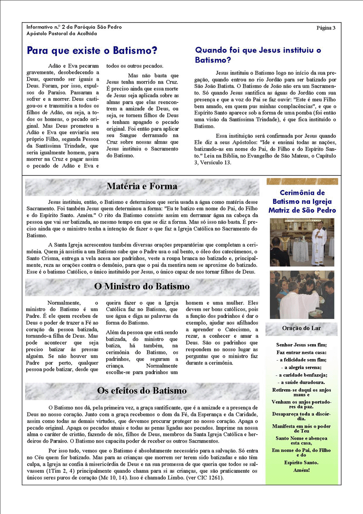 Par�quia S�o Pedro de Tup� - A servi�o do evangelho