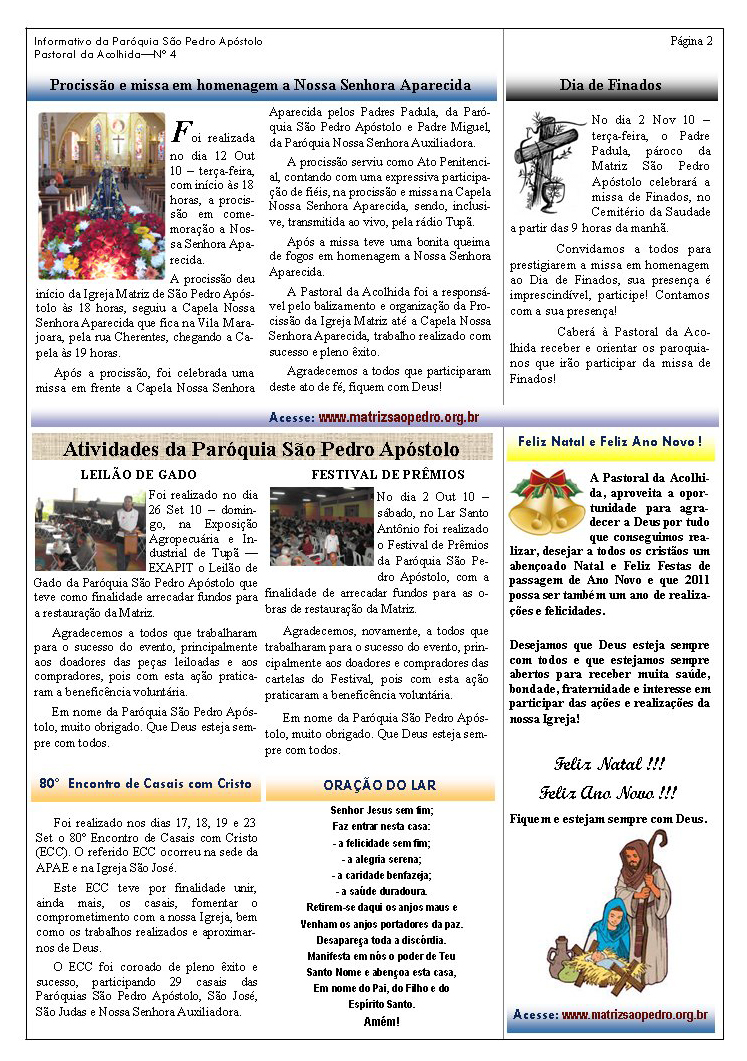 Par�quia S�o Pedro de Tup� - A servi�o do evangelho