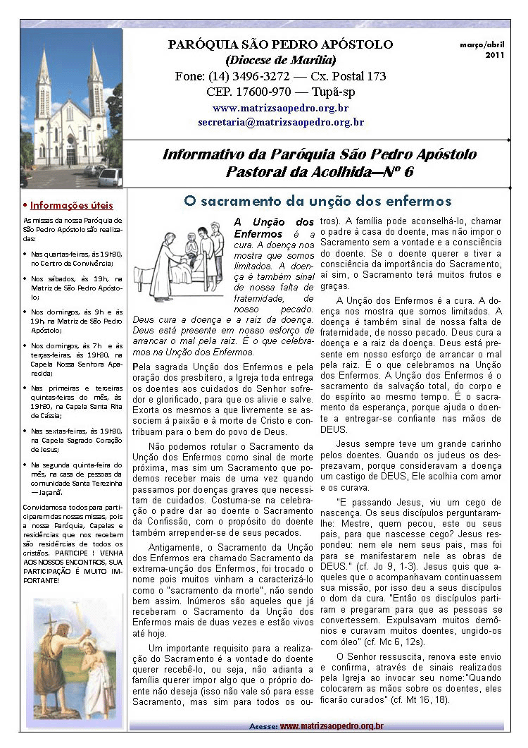 Par�quia S�o Pedro de Tup� - A servi�o do evangelho