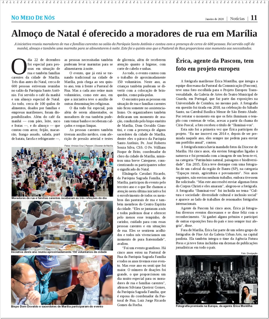 Jornal No Meio de N�s - Diocese de Mar�lia/SP