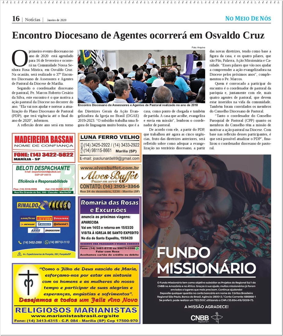 Jornal No Meio de N�s - Diocese de Mar�lia/SP