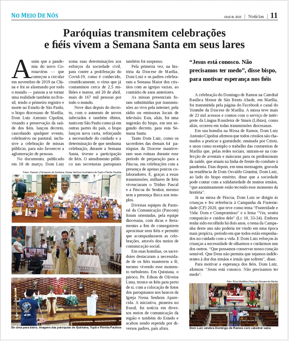 Jornal No Meio de N�s - Diocese de Mar�lia/SP