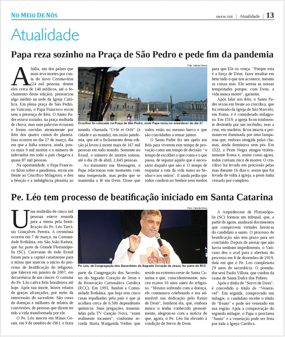 Jornal No Meio de N�s - Diocese de Mar�lia/SP