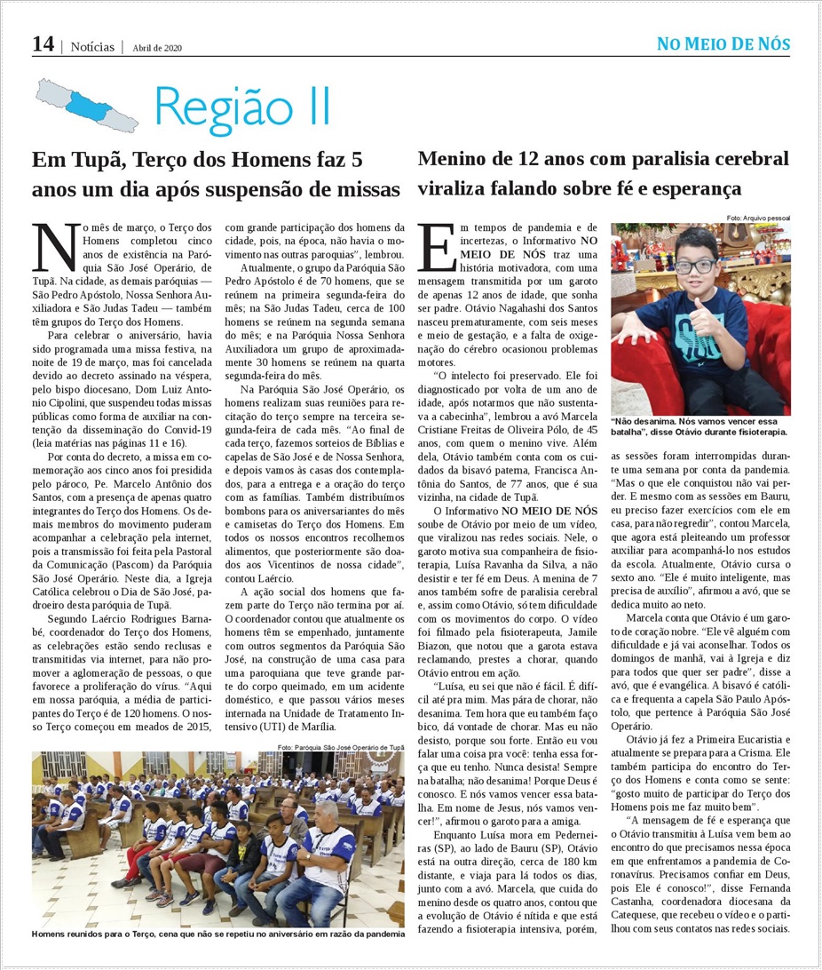 Jornal No Meio de N�s - Diocese de Mar�lia/SP