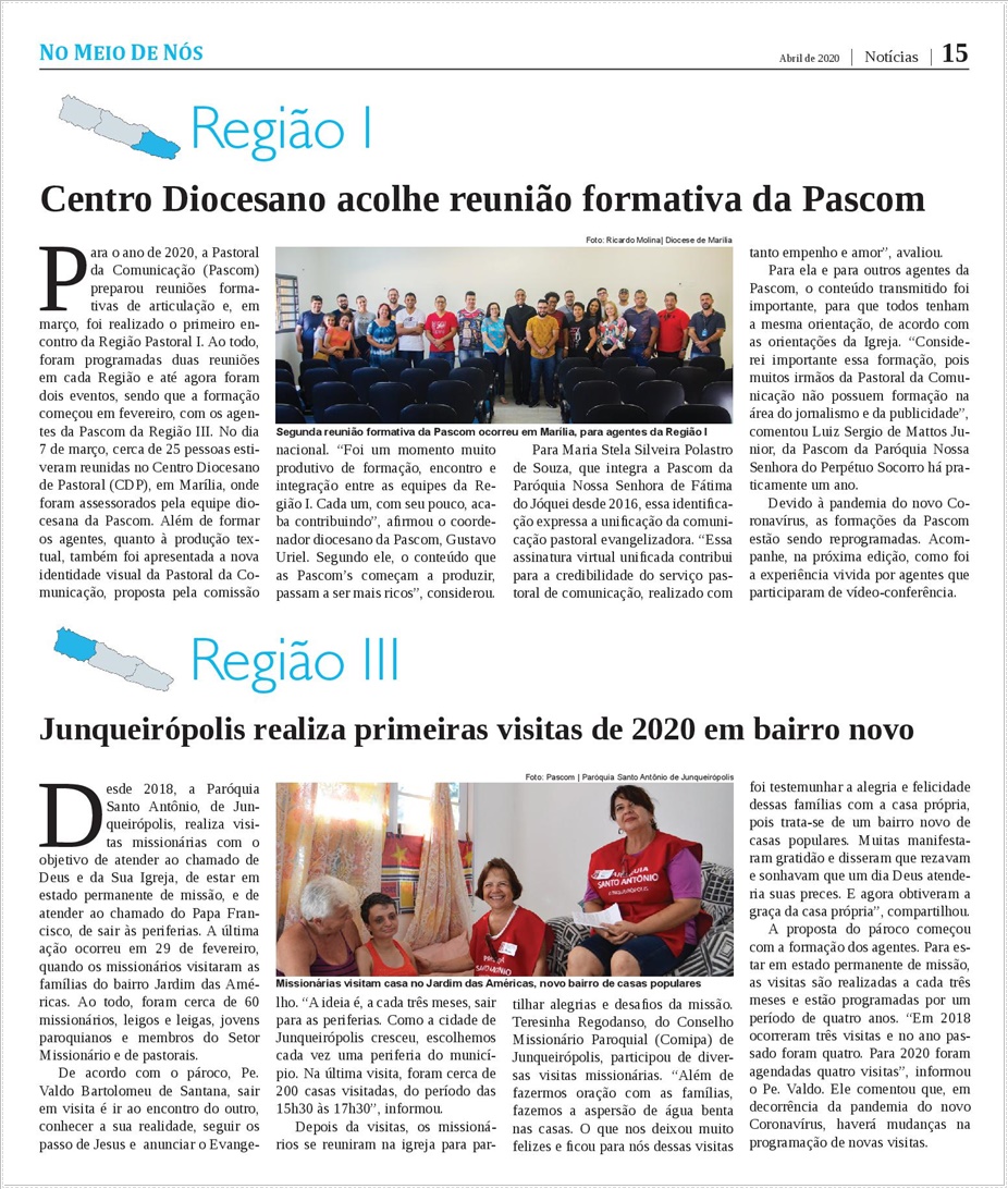 Jornal No Meio de N�s - Diocese de Mar�lia/SP