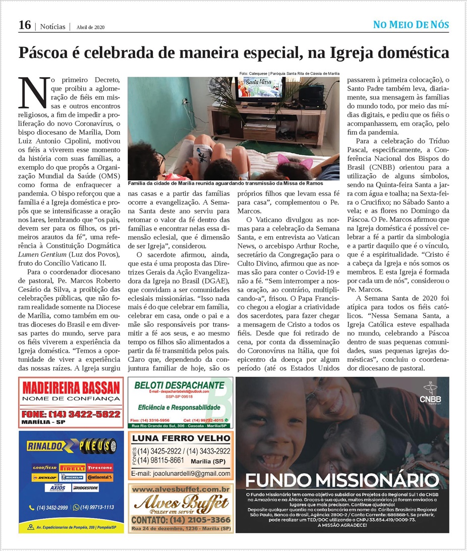 Jornal No Meio de N�s - Diocese de Mar�lia/SP