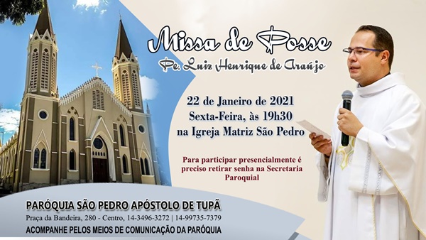 Padre Luiz Henrique tomar� posse como novo P�roco na S�o Pedro de Tup�