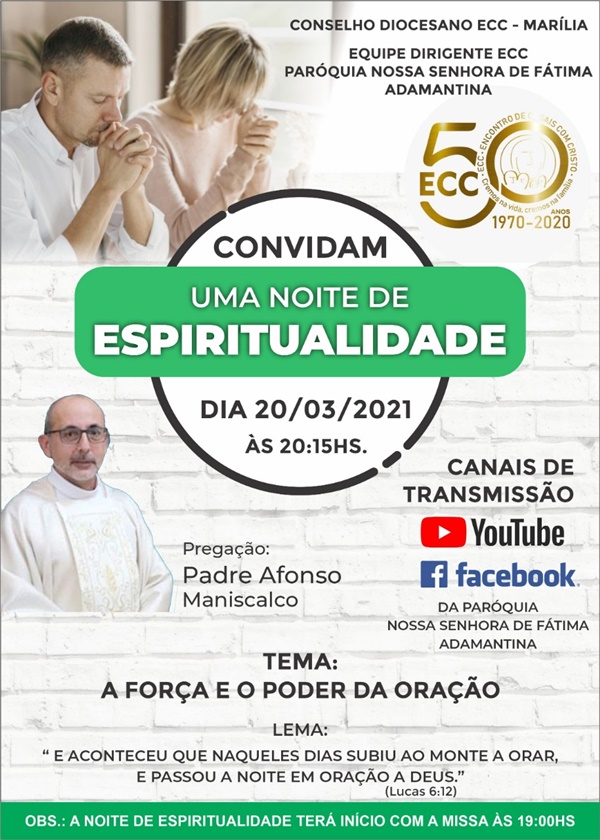 ECC realizar� Noite de Espiritualidade online