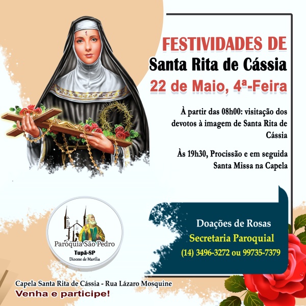 Santa Rita de C�ssia tem programa��o definida para o Dia da Padroeira