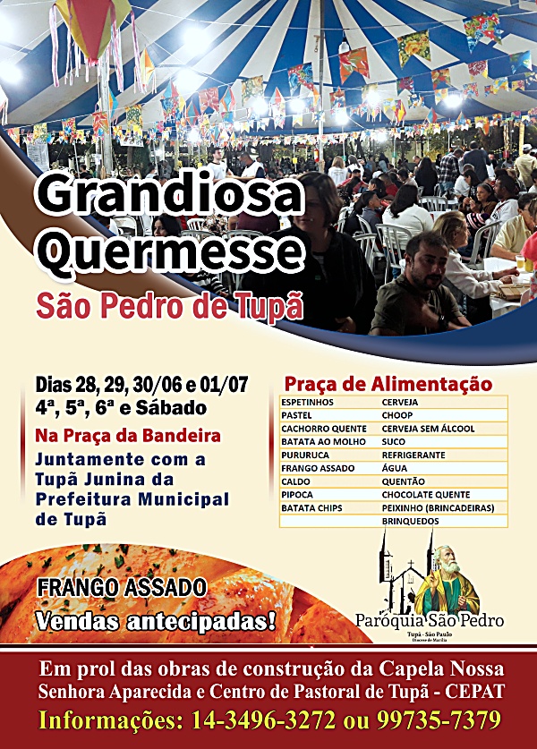 Tradicional Quermesse ser� realizada dentro das comemora��es do Padroeiro S�o Pedro