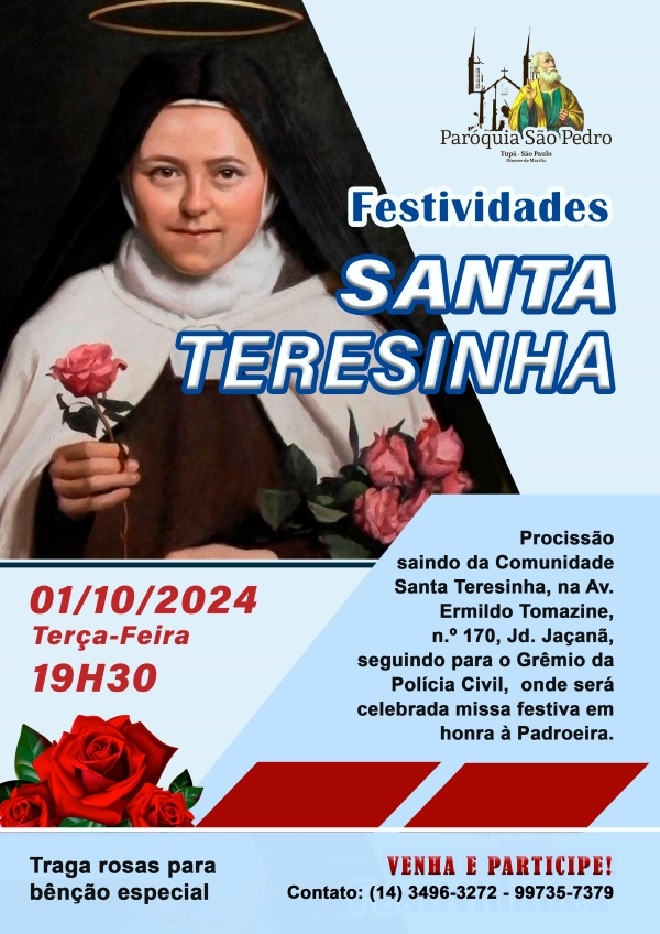 Santa Teresinha tera celebra��o festiva no pr�ximo dia 01 de outubro