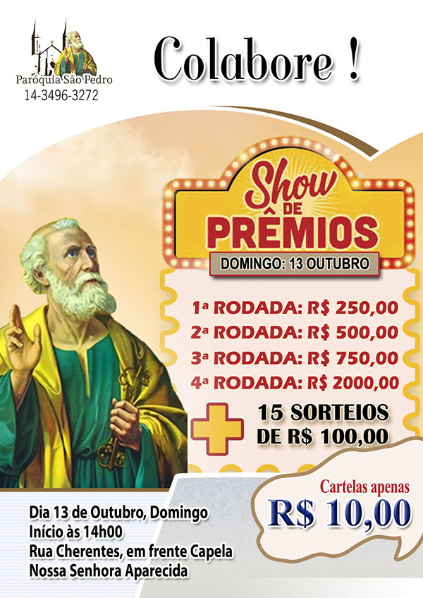 S�o Pedro de Tup� realizar� Show de Pr�mios no m�s de outubro
