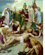 D�CIMA PRIMEIRA ESTA��O DA VIA SACRA: Jesus � pregado na cruz